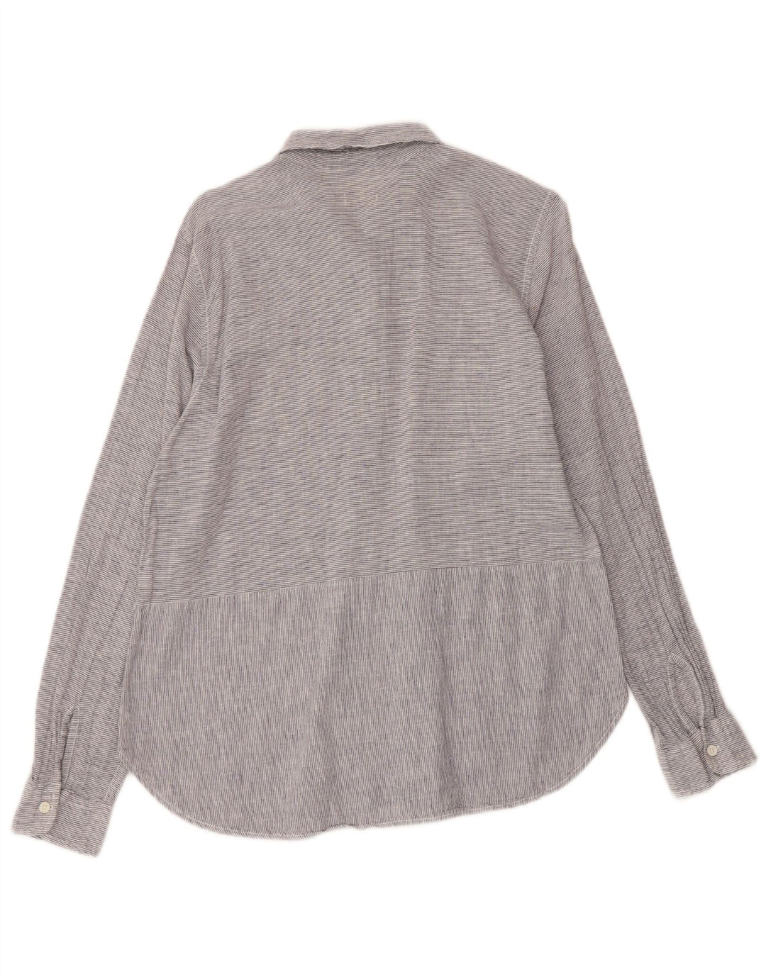Dack's Camisa tipo pulóver para mujer UK 46 Grande Gris Lino a rayas