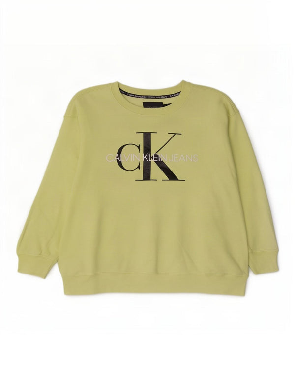 Calvin Klein Jeans Sudadera gráfica para mujer Jumper UK 40 XL Verde
