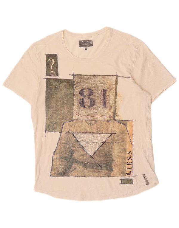 Guess Camiseta Estampada Regular Fit para Hombre Top Medium Off White