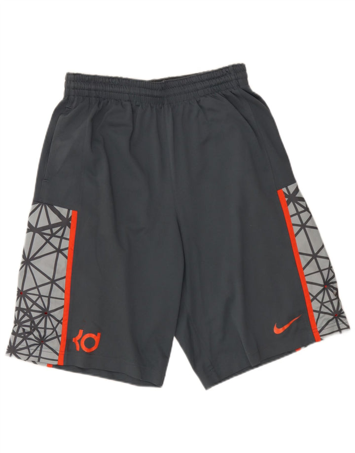 Nike Pantalones cortos deportivos Dri Fit Graphic para hombre Poliéster geométrico gris medio