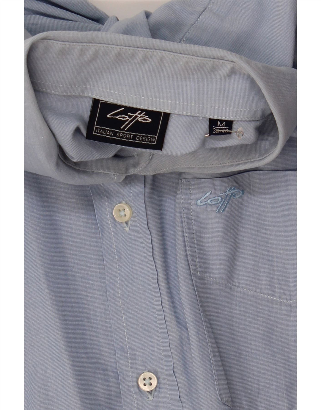 Camisa Lotto Hombre Talla 39/40 Azul Mediano