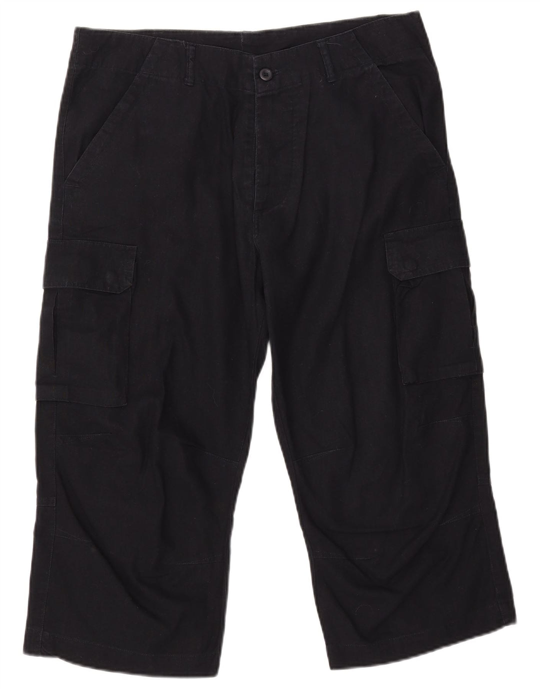 VINTAGE Pantalones capri cargo rectos para hombre W34 L21 Azul marino