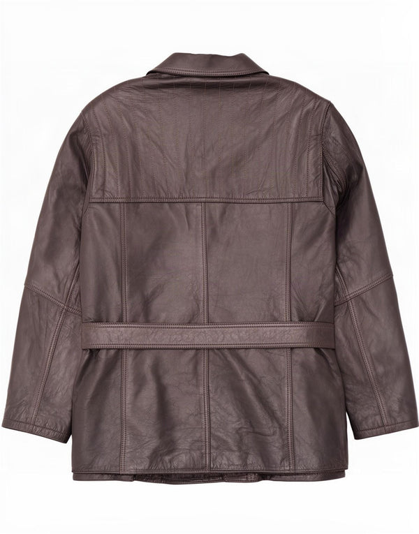 Chaqueta de cuero vintage para hombre IT 50 marrón grande