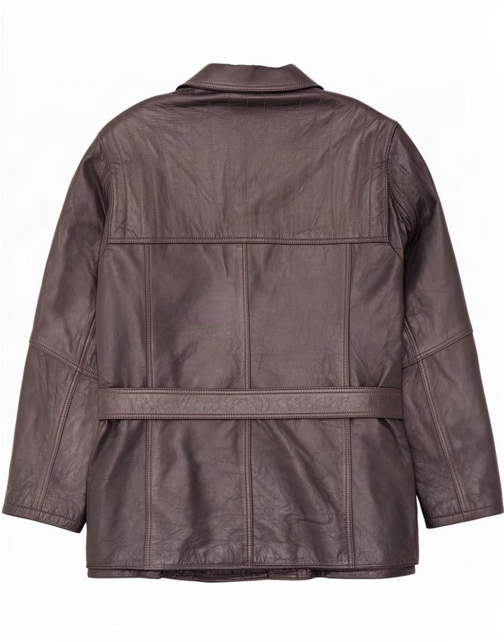 Chaqueta de cuero vintage para hombre IT 50 marrón grande