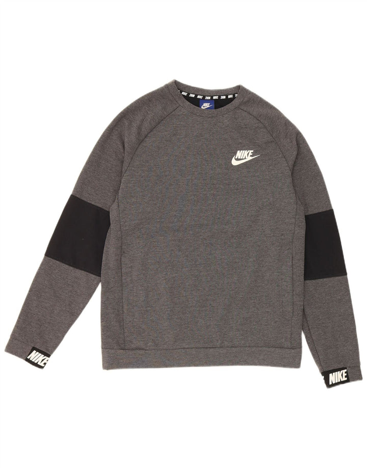 Nike Sudadera con gráfico y diseño tipo jersey de algodón color block en gris pequeño para hombre