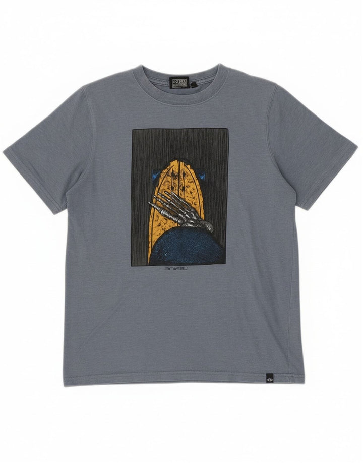 Camiseta estampada Animal para niño Top 11-12 años Algodón azul