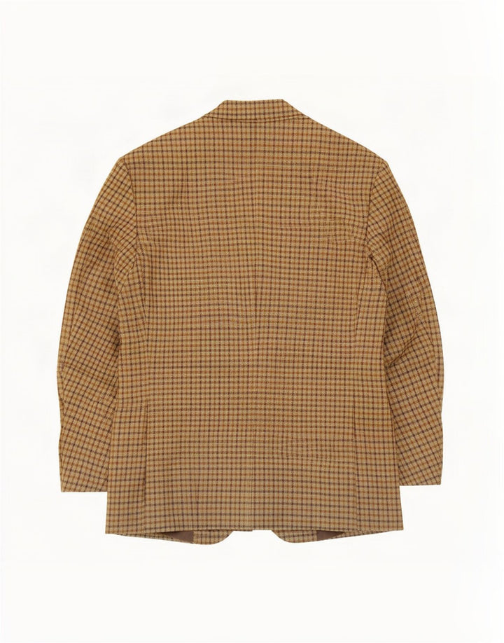 Vintage hombres 2 botones Blazer chaqueta IT 50 grande beige Gingham nueva lana