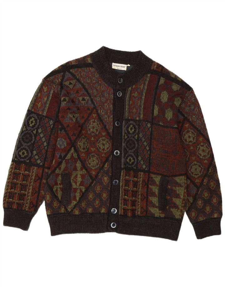 LUCIANO CHIARI Cárdigan para hombre IT 52 Lana de patchwork marrón grande