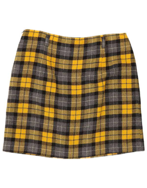 Minifalda vintage para mujer IT 44 Mediana W28 Amarillo Check Acrílico