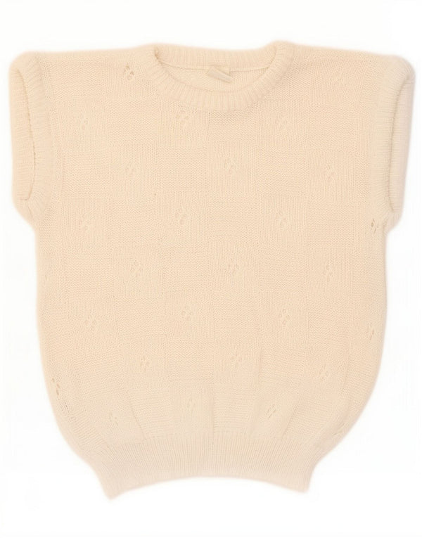 Creazioni Camiseta sin mangas para mujer UK 44 Medium Off White Cotton