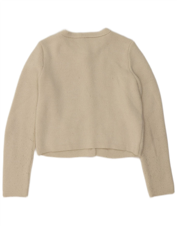 Zara Mujer Crop Cardigan Suéter UK 14 Medium Off White