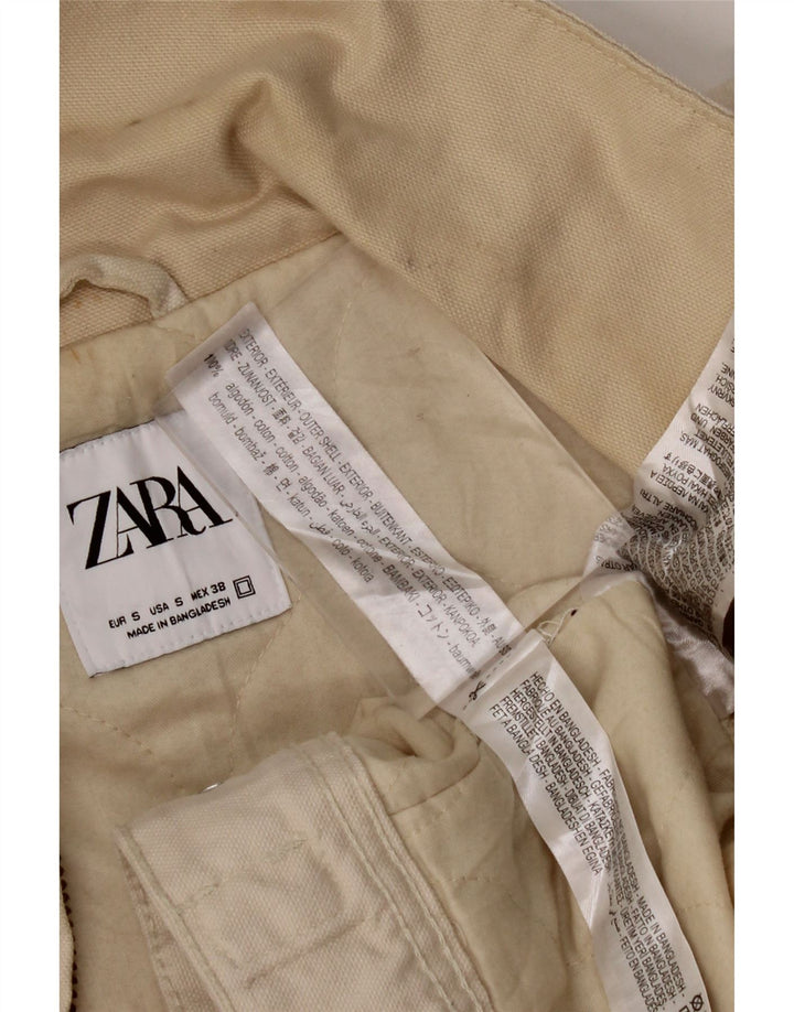 ZARA Mens Bomber Jacket UK 36 Small Beige Cotton