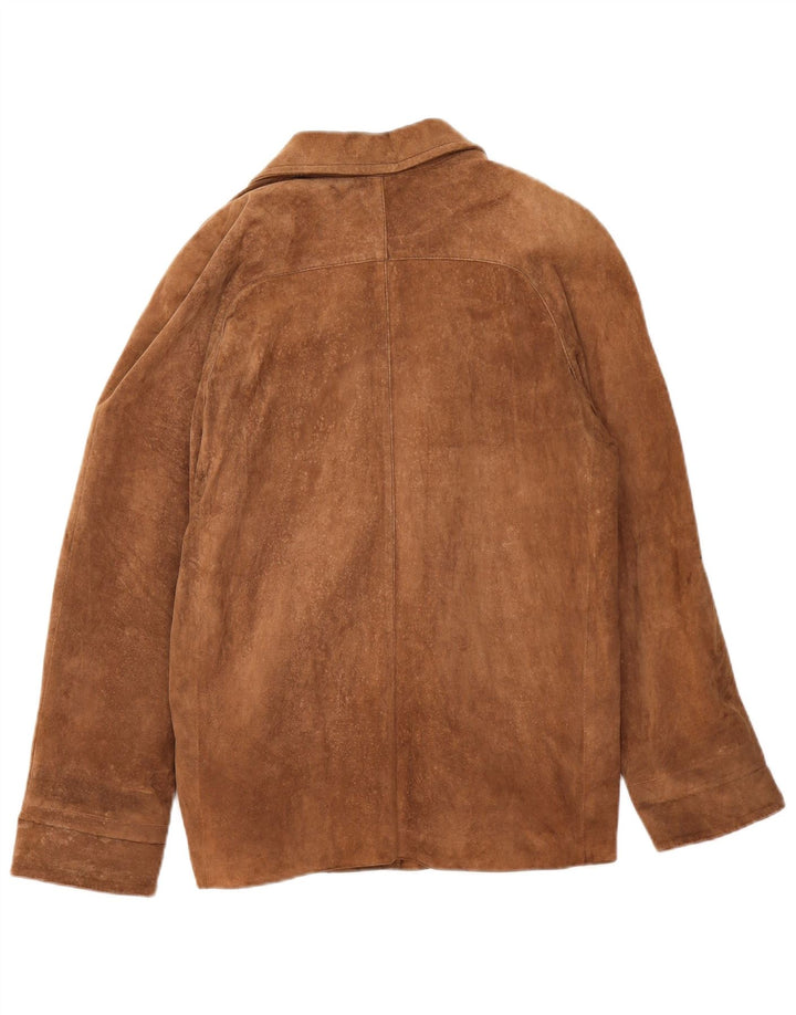 Vintage mujer ante chaqueta Reino Unido 16 cuero marrón grande