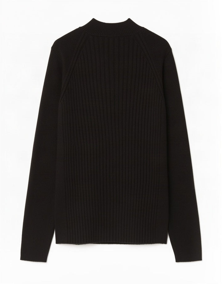 Zara Mujer Top Manga Larga UK 42 Medium Viscosa Negra