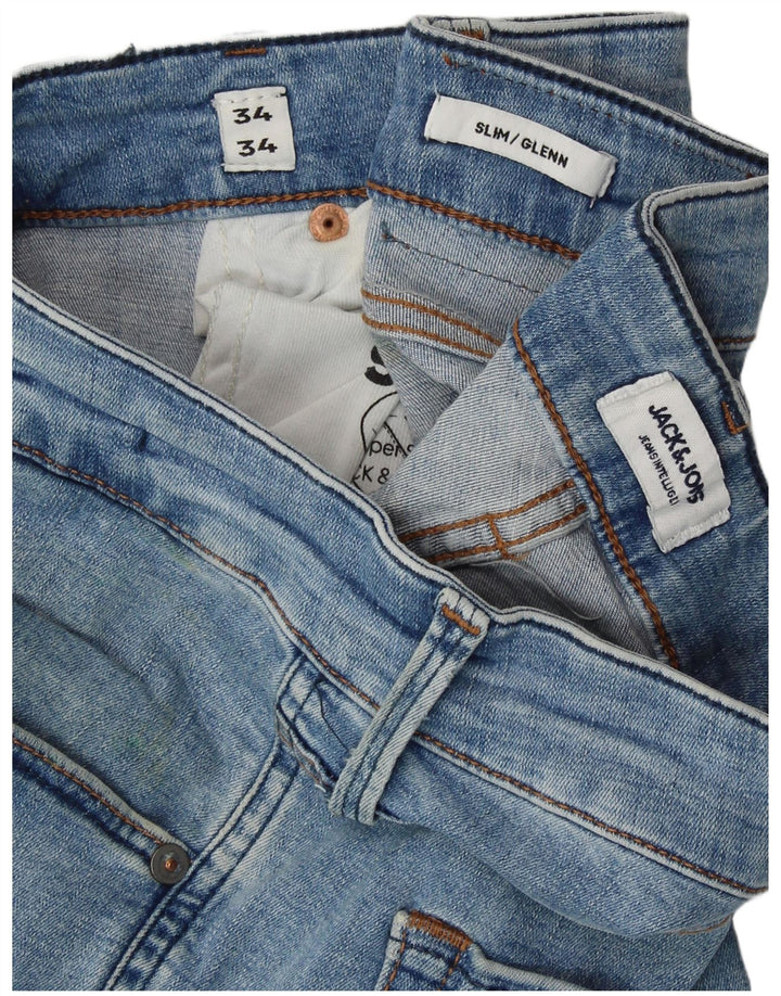 Jack & Jones Hombre GLENN Slim Jeans W34 L34 Algodón Azul
