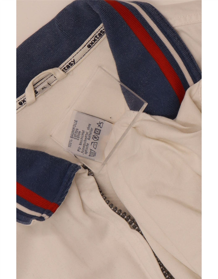 Vintage hombre chándal chaqueta superior XL blanco colorblock algodón