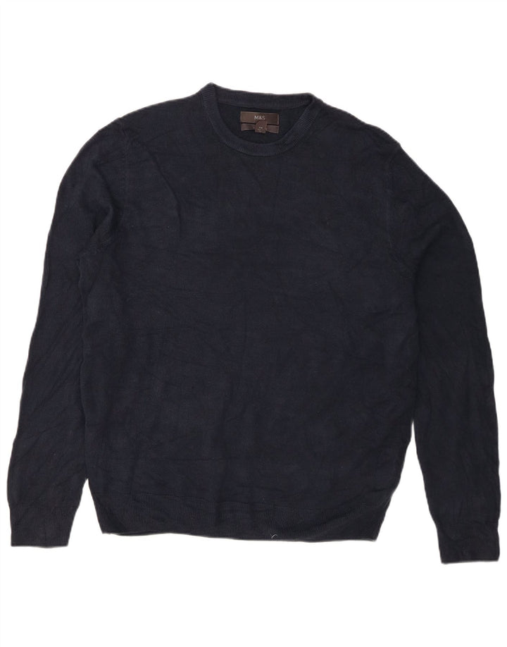 Marks & Spencer - Jersey de cuello redondo para hombre, talla grande, acrílico azul marino