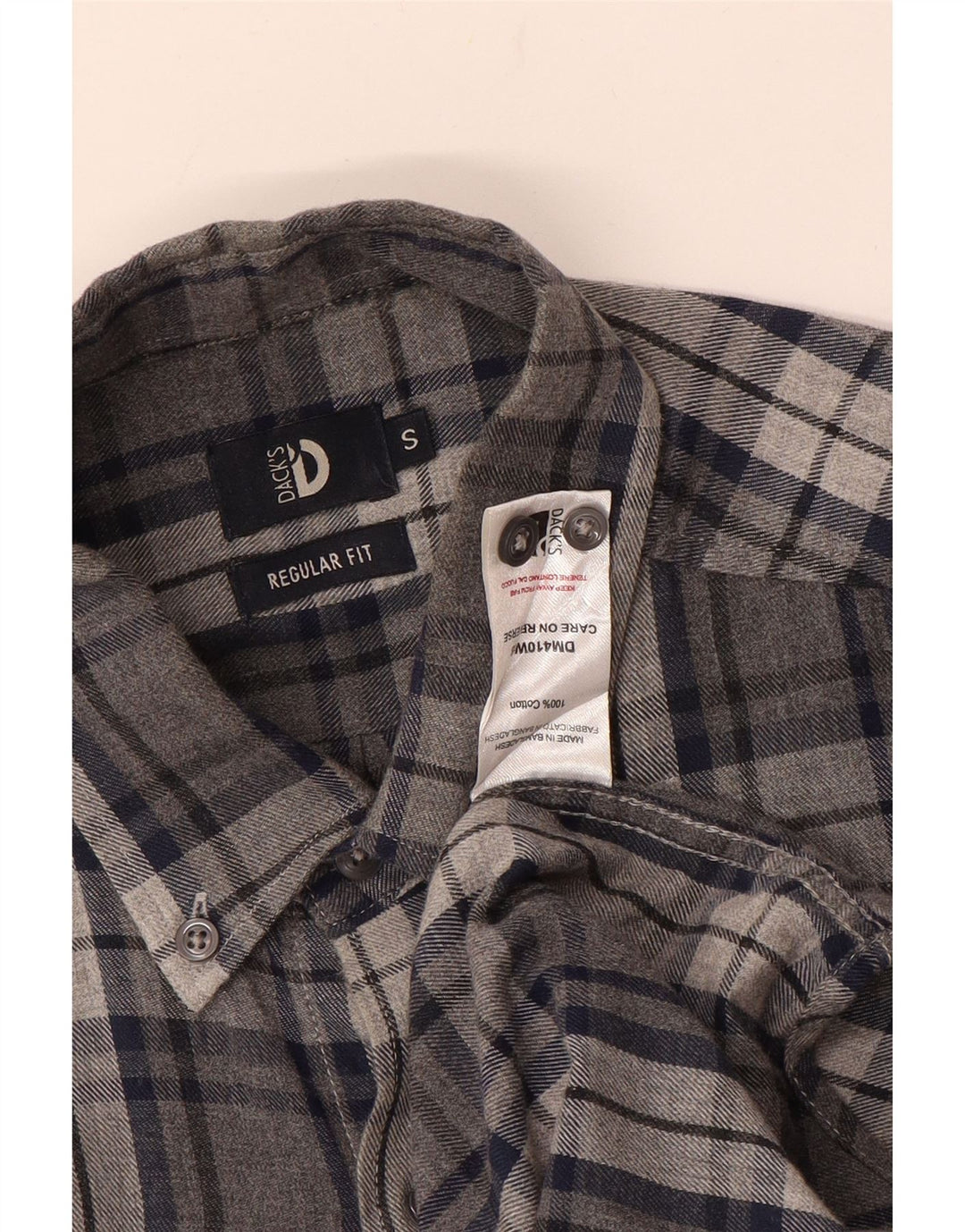 DACK'S Camisa de franela de ajuste regular para hombre Algodón a cuadros gris pequeño