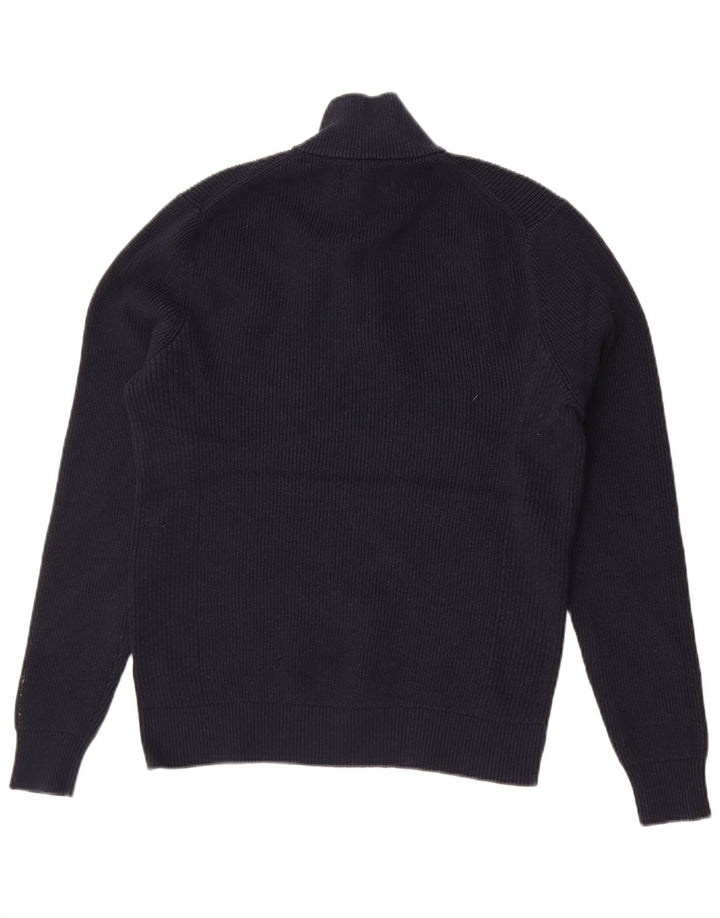 Marks & Spencer Jersey con cuello y cremallera para mujer, talla 44, talla mediana, azul marino