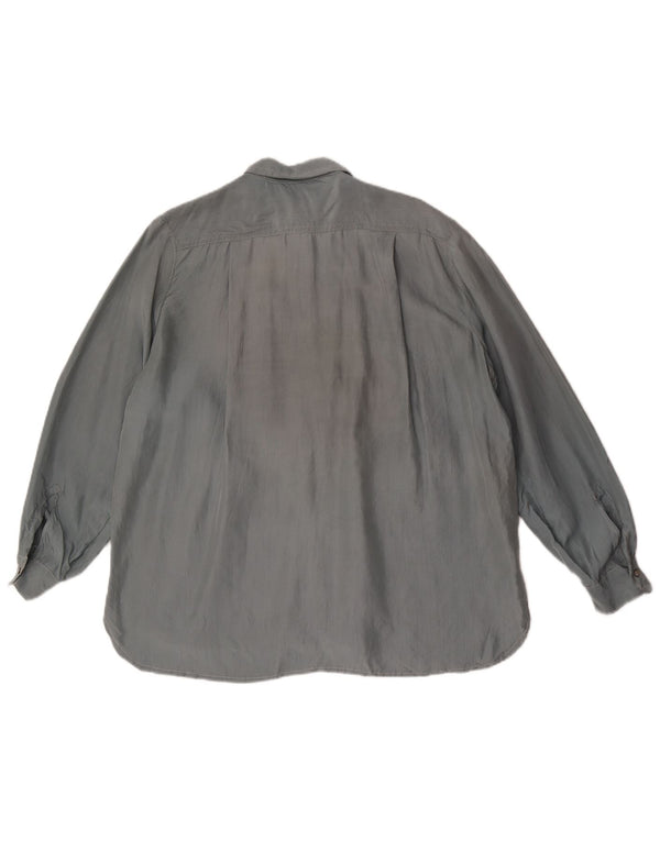 Vintage mujer camisa blusa Reino Unido 18 XL gris