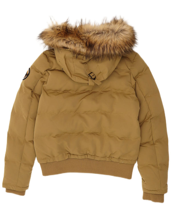 Superdry Chaqueta Acolchada Con Capucha Para Mujer UK 44 Poliéster Beige Grande
