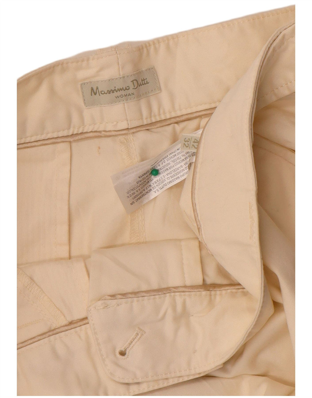 MASSIMO DUTTI Pantalón chino recto para mujer EU 42 Large W32 L34 Beige