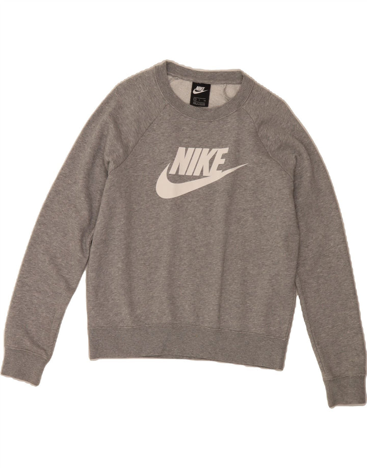 NIKE Womens Oversized Graphic Sweatshirt Jumper UK 10 Small Grey Cotton Vintage Nike and Second-Hand Nike from Messina Hembry 