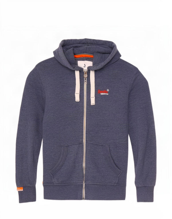 Superdry Hombre Sudadera Con Capucha Y Cremallera Pequeño Algodón Azul