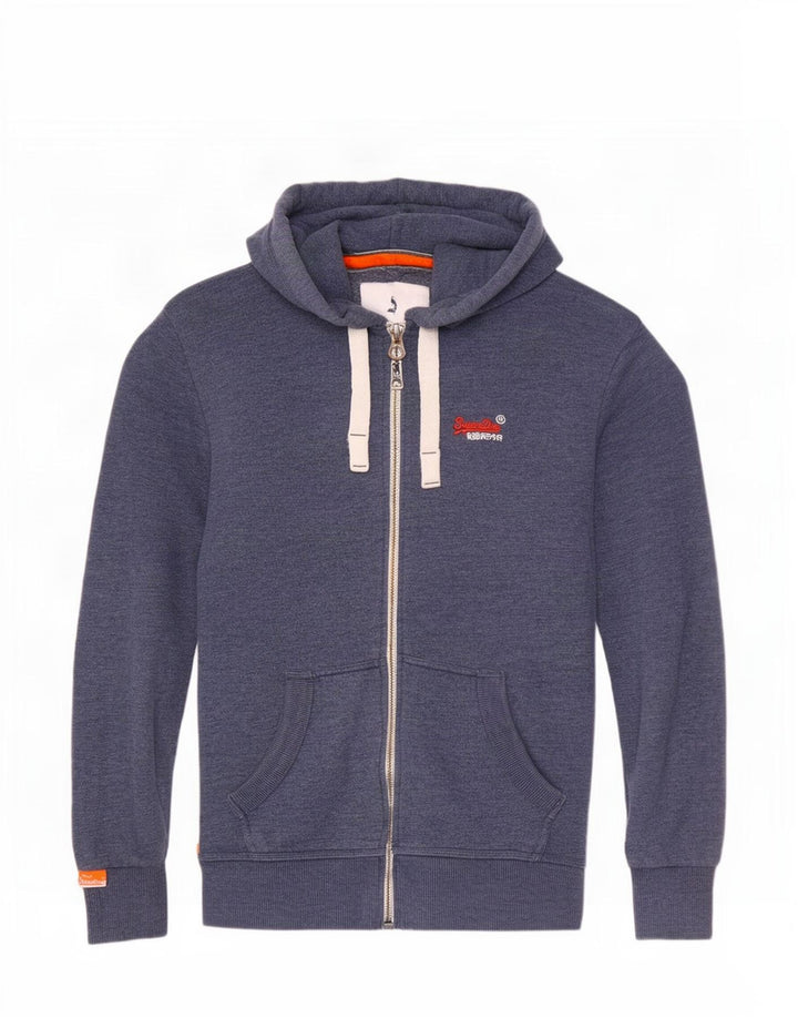 Superdry Hombre Sudadera Con Capucha Y Cremallera Pequeño Algodón Azul