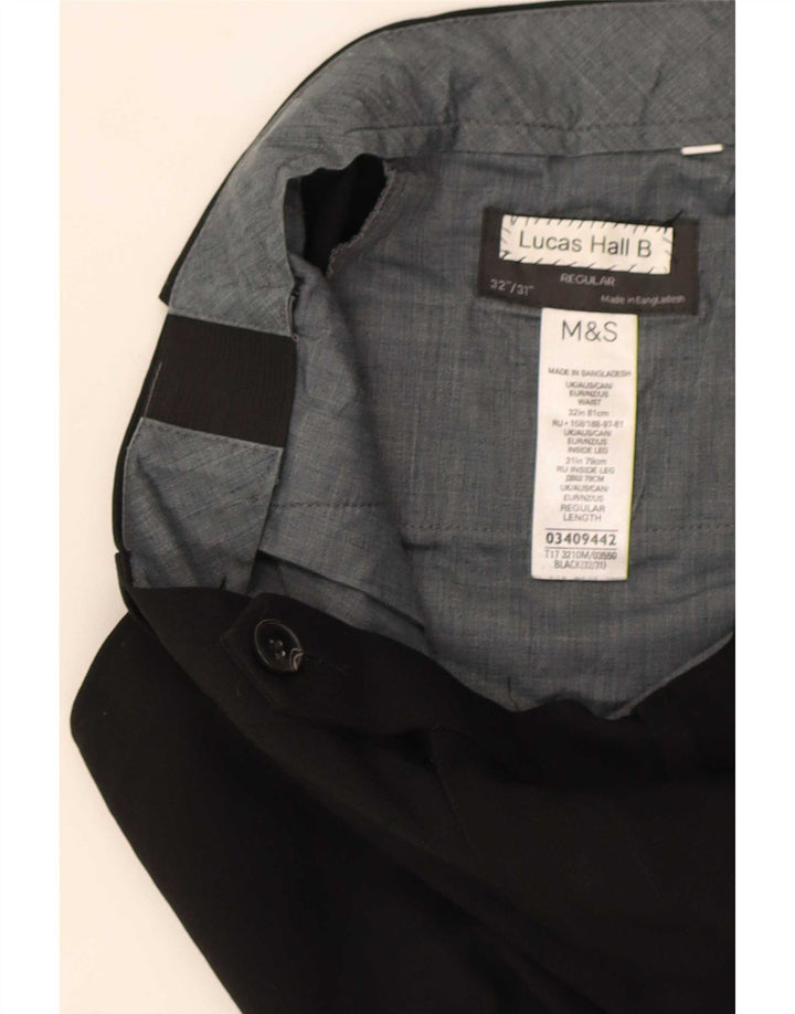 Marks & Spencer Pantalón de traje de corte regular para hombre W32 L31 Poliéster negro