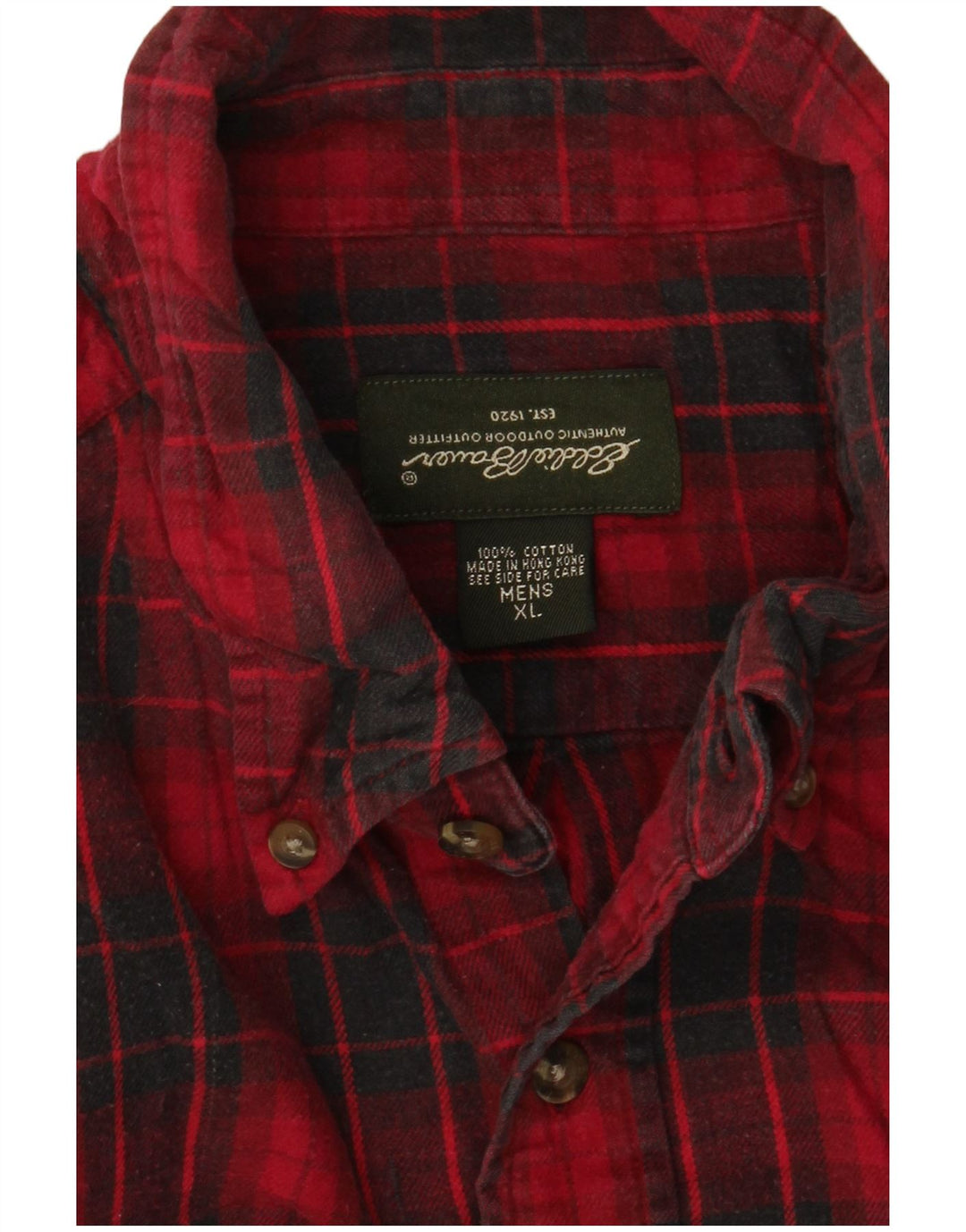 EDDIE BAUER Camisa de franela para hombre XL Algodón a cuadros rojos