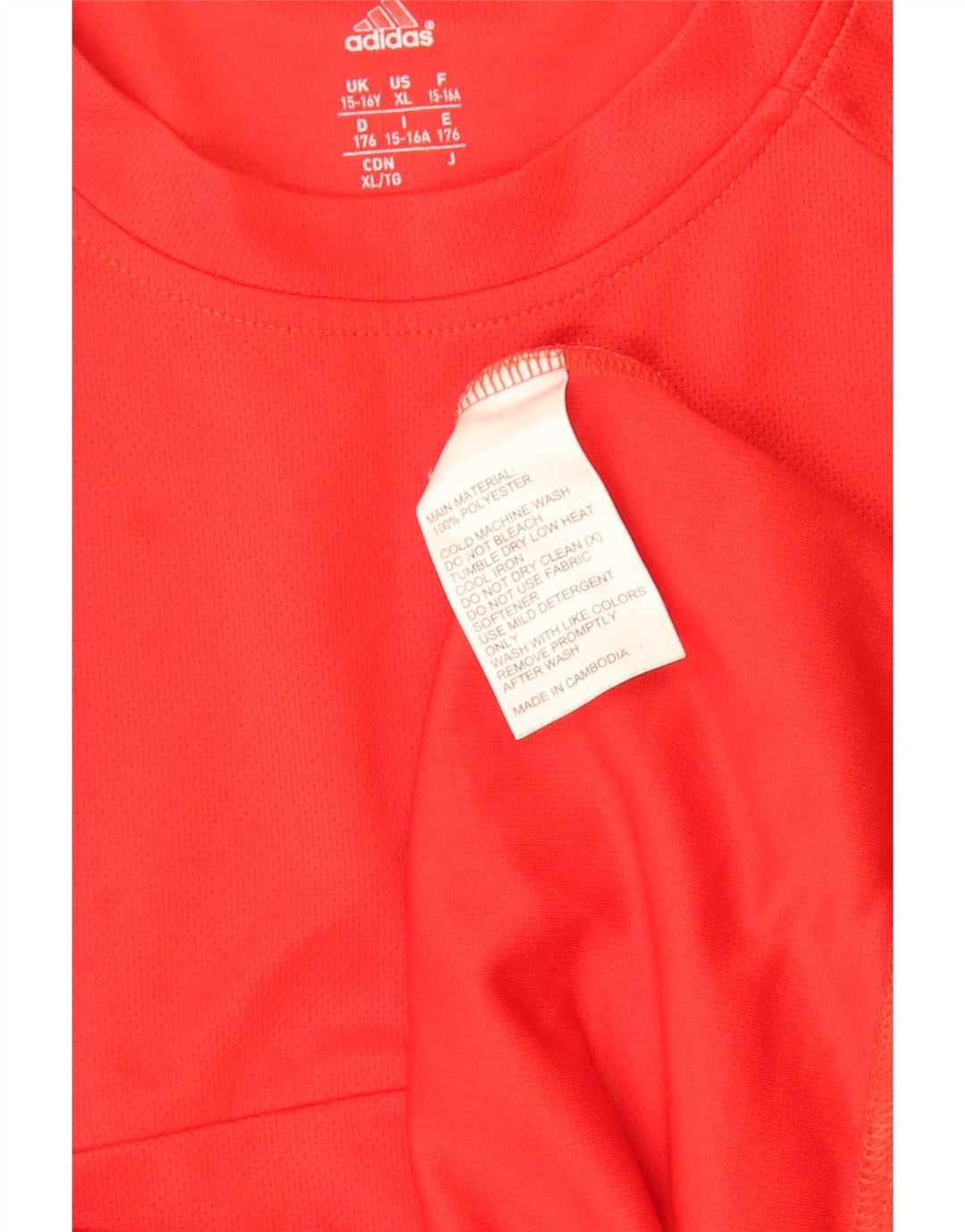 Adidas Camiseta regular para niño 15-16 años Rojo Colorblock Poliéster