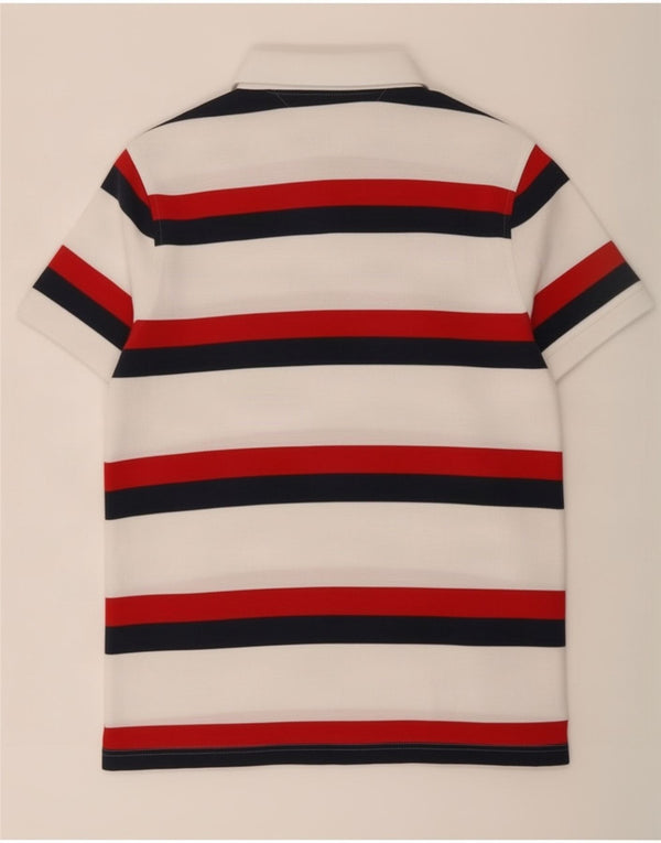 Tommy Hilfiger Polo para hombre pequeño blanco a rayas