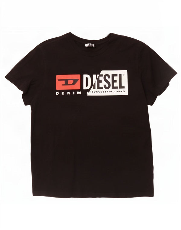 Diesel Hombre Camiseta Gráfica Top XL Algodón Negro