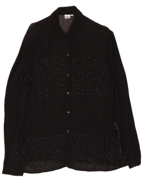 Andrea Mare Blusa transparente para mujer UK 46 Large Viscosa negra