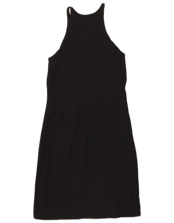 Zara Vestido Ajustado Sin Mangas para Mujer UK 8 Pequeño Algodón Negro