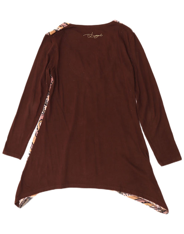Desigual Top tipo túnica asimétrico de manga larga para mujer Reino Unido 40 Grande Marrón Floral