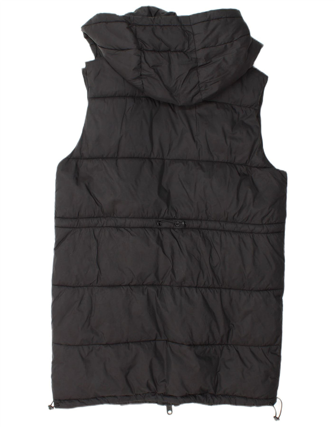 Zara Mujer Chaleco Acolchado Con Capucha UK 44 Mediano Poliéster Negro