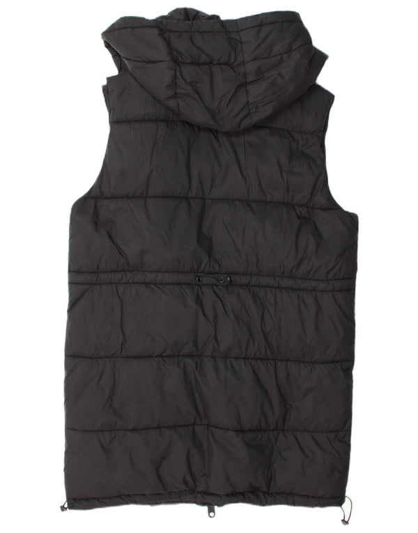 Zara Mujer Chaleco Acolchado Con Capucha UK 44 Mediano Poliéster Negro