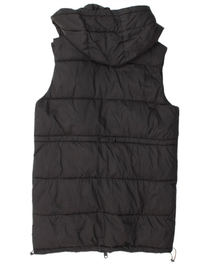 Zara Mujer Chaleco Acolchado Con Capucha UK 44 Mediano Poliéster Negro