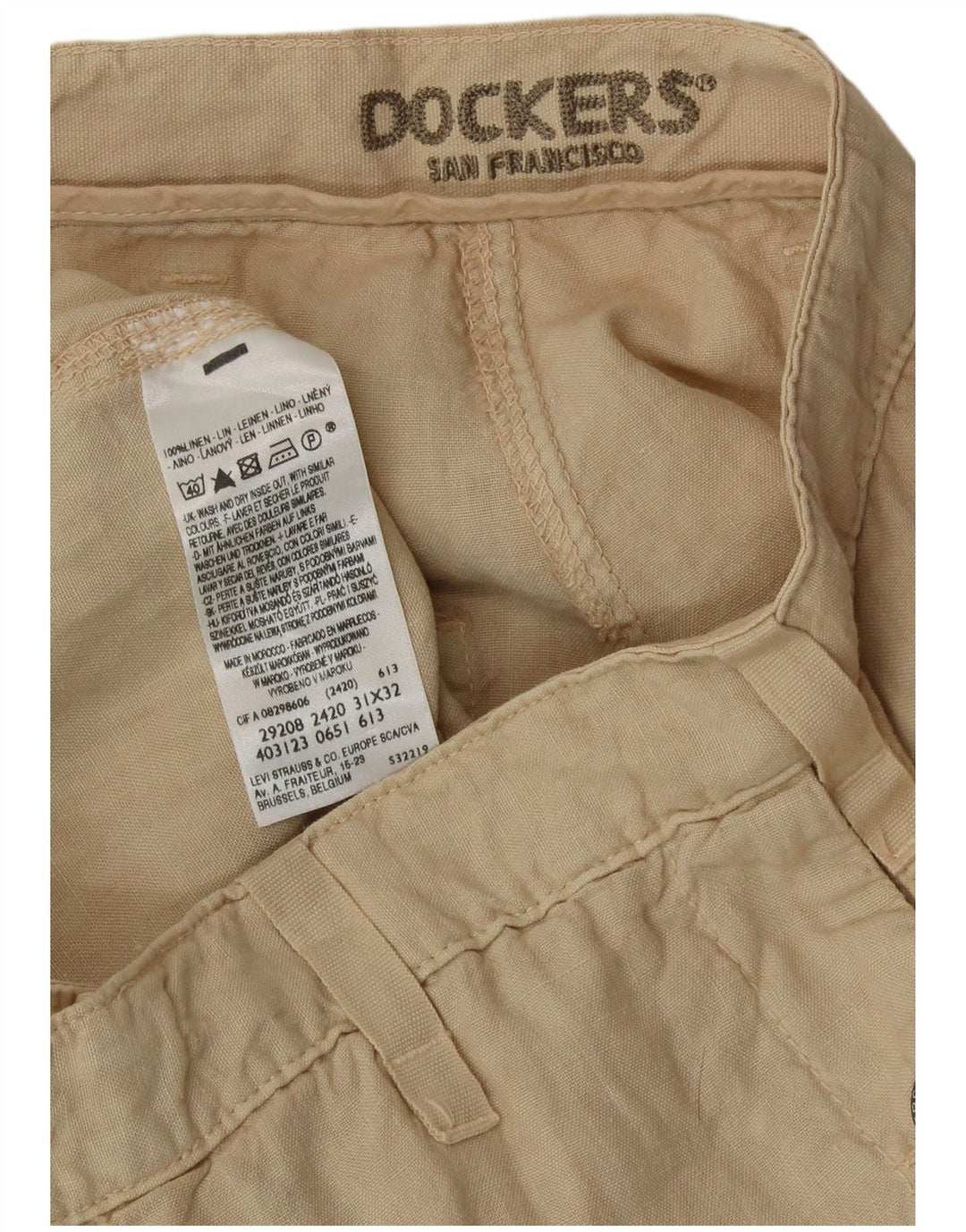 DOCKERS Pantalón chino recto para hombre W31 L32 Algodón beige