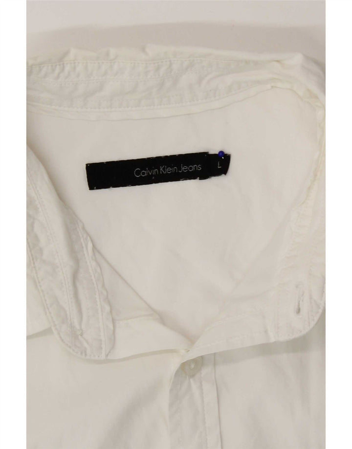 Calvin Klein Jeans Camisa de manga corta para hombre grande blanca