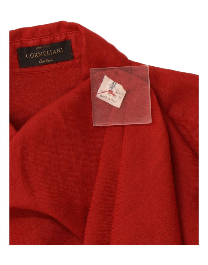 CORNELIANI Camisa Hombre Talla 41 16 Grande Lino Rojo