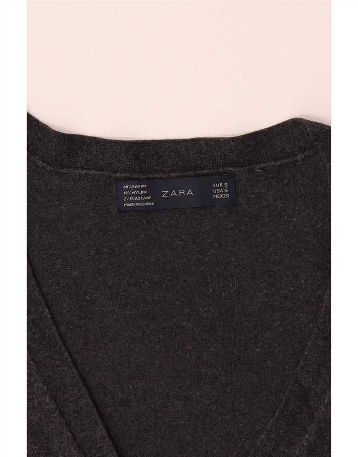 Zara Mujer Cárdigan Suéter UK 10 Pequeño Rayón Gris