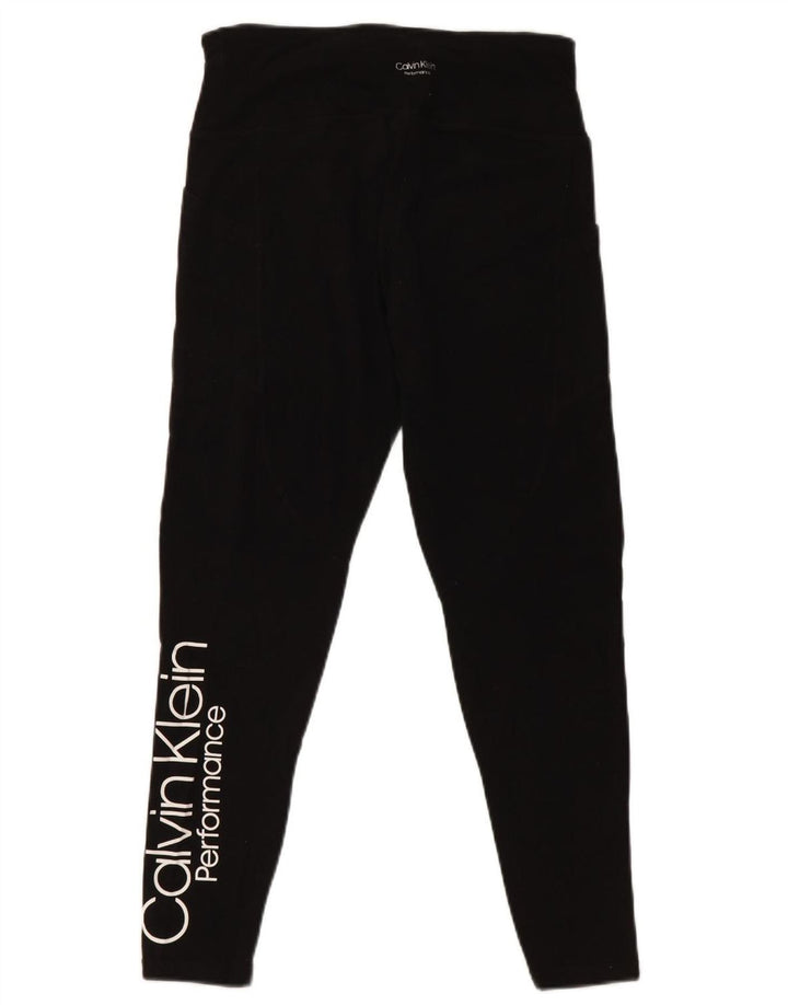 CALVIN KLEIN Leggings cortos gráficos para mujer UK 42 Algodón negro mediano