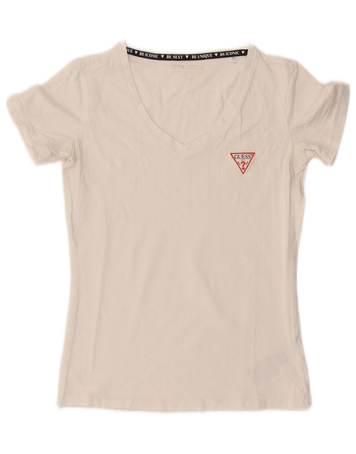 Guess Camiseta para mujer Top UK 12 Medium White Cotton