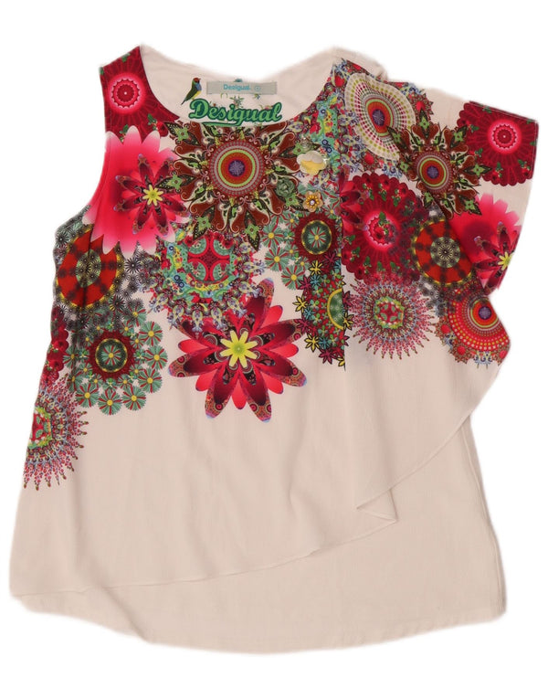 Desigual Blusa Sin Mangas para Mujer Top UK 10 Small White Floral