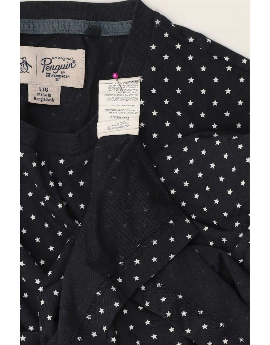 Penguin - Camiseta para hombre, talla grande, algodón con lunares, color azul marino