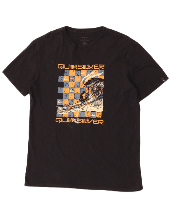 Quiksilver Camiseta con gráfico regular para hombre Top grande de algodón negro