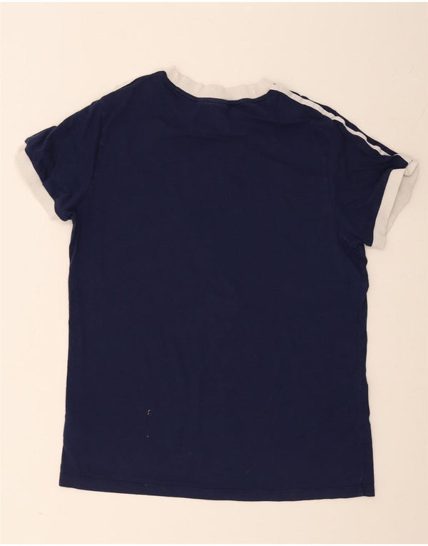 Adidas Womens T-Shirt Top UK 14 Medium Navy Blue Cotton